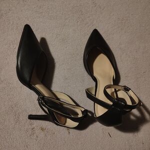 Pointed Black Ankle-Strap Stiletto Heels for Women
